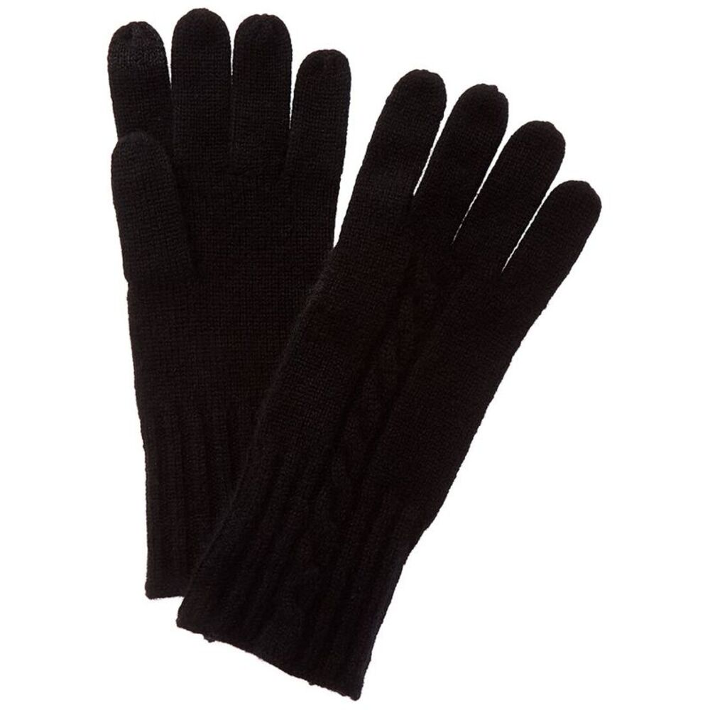 Sofiacashmere Classic Cable Cashmere Gloves, Black